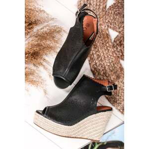 Čierne platformové mule sandále Sue