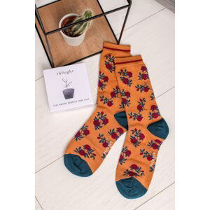 Žlté kvetované ponožky v darčekovej krabičke Bernice Bamboo Floral Gift Socks