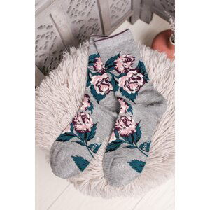 Sivé kvetované ponožky Rosie Bamboo Rose Socks
