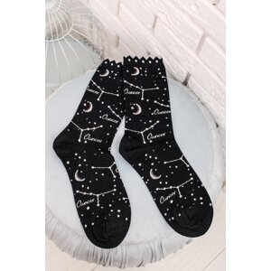 Čierne vzorované ponožky Cancer Bamboo Zodiac Star Sign Socks