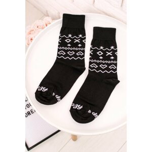 Čierne vzorované ponožky Čičmany