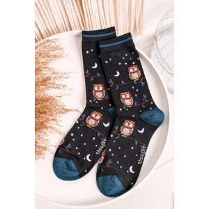 Tmavomodré vzorované ponožky Night Owl Bamboo Socks