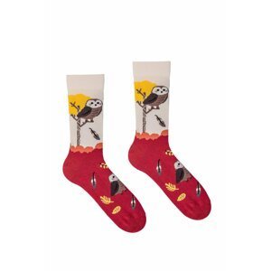 Bordovo-hnedé vzorované ponožky Sova