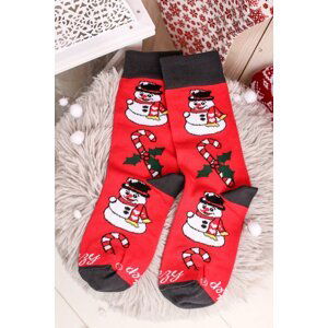 Červené vzorované ponožky Vianočný mix