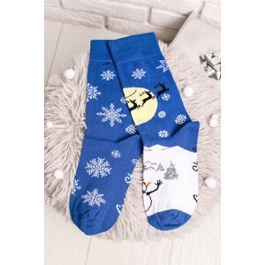 Modro-biele vzorované ponožky Zimná krajina