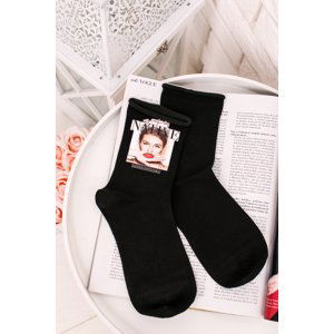 Dámske čierne ponožky s potlačou Pin-Up-Print S40