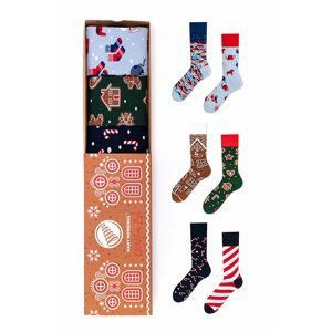 Viacfarebné ponožky v darčekovej krabičke Christmas Set - trojbalenie