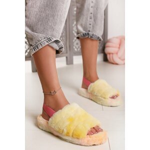 Ružovo-žlté plyšové sandále Dory