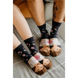 Tmavomodré vzorované ponožky Zaľúbenci