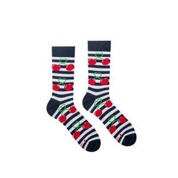 Tmavomodro-biele pásikavé ponožky Čerešne
