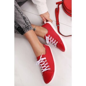 Bielo-červené kožené barefoot tenisky Prime