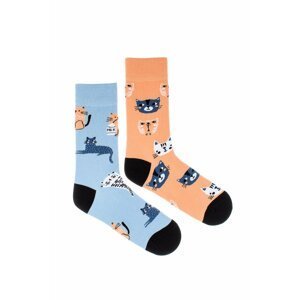 Broskyňovo-modré ponožky Cats