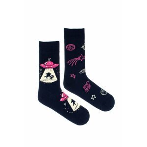 Čierne-ružové vzorované ponožky UFO
