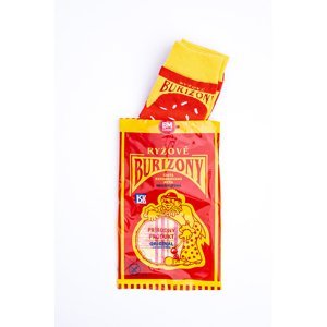 Červeno-žlté ponožky Burizony + balenie ryžových Burizonov
