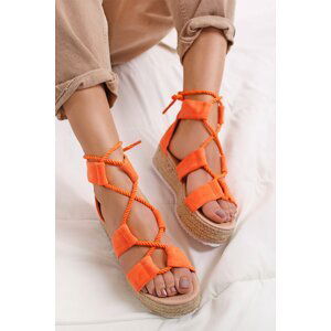 Oranžové šnurovacie platformové sandále Dizzy