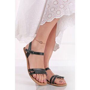 Čierne kožené barefoot sandále Summer