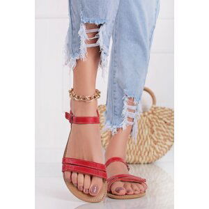 Červené kožené barefoot sandále Summer