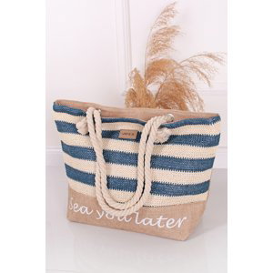 Modro-béžová pásikavá plážová taška Doris