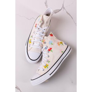 Smotanové kvetované vysoké tenisky Chuck Taylor All Star Floral Print