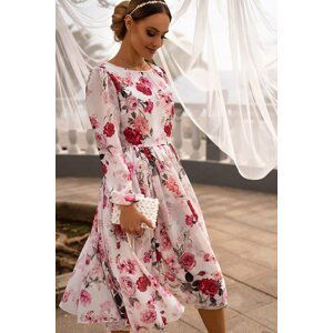 Smotanovo-ružové kvetované šaty Madlen