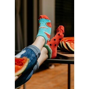 Červeno-zelené členkové ponožky Melón