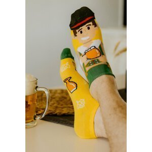 Žlto-zelené členkové ponožky Pivár