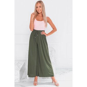 Olivovo zelené culotte nohavice PLR085