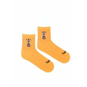 Žlté trojštvrťové ponožky Zebra rebrovaná