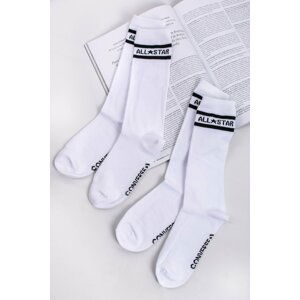 Biele ponožky All Star Double Stripe Long Crew - dvojbalenie