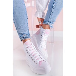 Bielo-ružové vysoké tenisky na platforme Hybrid Floral Chuck Taylor All Star Move