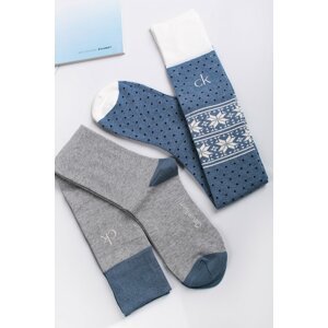Modro-sivé vzorované vysoké ponožky Aileen