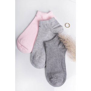 Sivo-ružové členkové ponožky Chloe - trojbalenie
