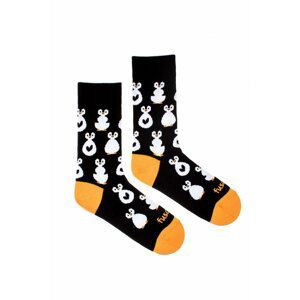 Čierno-oranžové vzorované ponožky Nočný Pingu