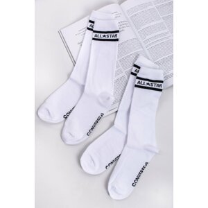 Biele ponožky All Star Double Stripe Long Crew - dvojbalenie