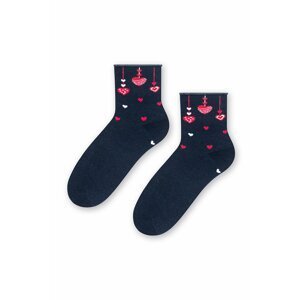 Tmavomodré vzorované ponožky 136