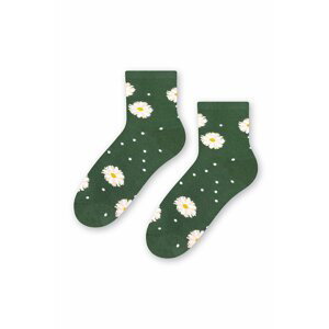 Tmavozelené kvetované ponožky 099