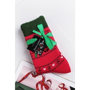 Červené vzorované froté ponožky Vianožky