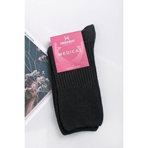 Čierne bavlnené zdravotné ponožky s voľným lemom Libena