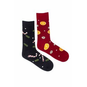 Čierno-červené vzorované ponožky Xmas Mood