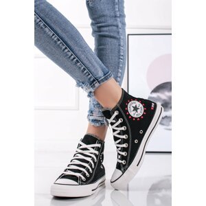 Čierne vysoké tenisky Chuck Taylor All Star Embroidered Hearts