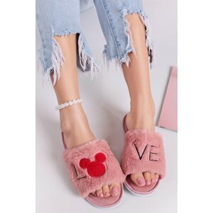 Ružové kožušinové papuče Mickey Mouse