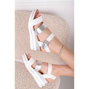Strieborno-biele platformové sandále Alexis
