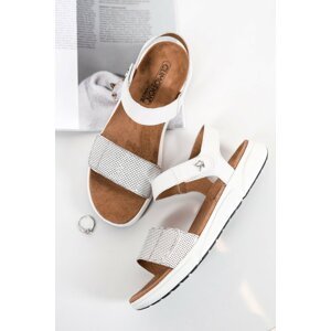 Biele kožené sandále 9-28600