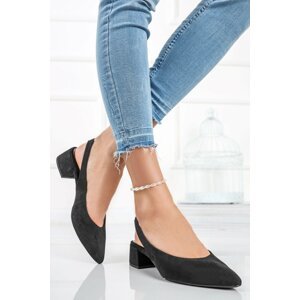 Čierne slingback lodičky na hrubom podpätku 2-29501