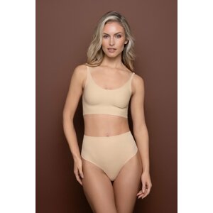 Béžové bezšvové tango nohavičky s vysokým pásom Invisible Mid Waist Thong