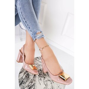 Béžové lakované slingback lodičky Camille