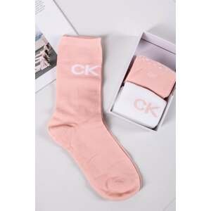 Dámske ružovo-biele ponožky  darčekovom balení CK Women Sock 3P Carton Slider Giftbox - trojbalenie