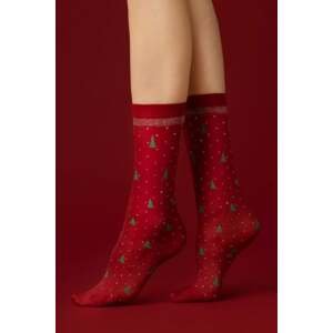 Červené vzorované ponožky Carol 40DEN