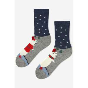 Sivo-tmavomodré vzorované ponožky Angora No Terry X39