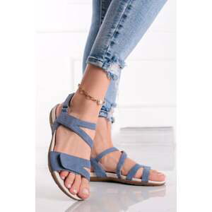Modré kožené nízke sandále 9-28105